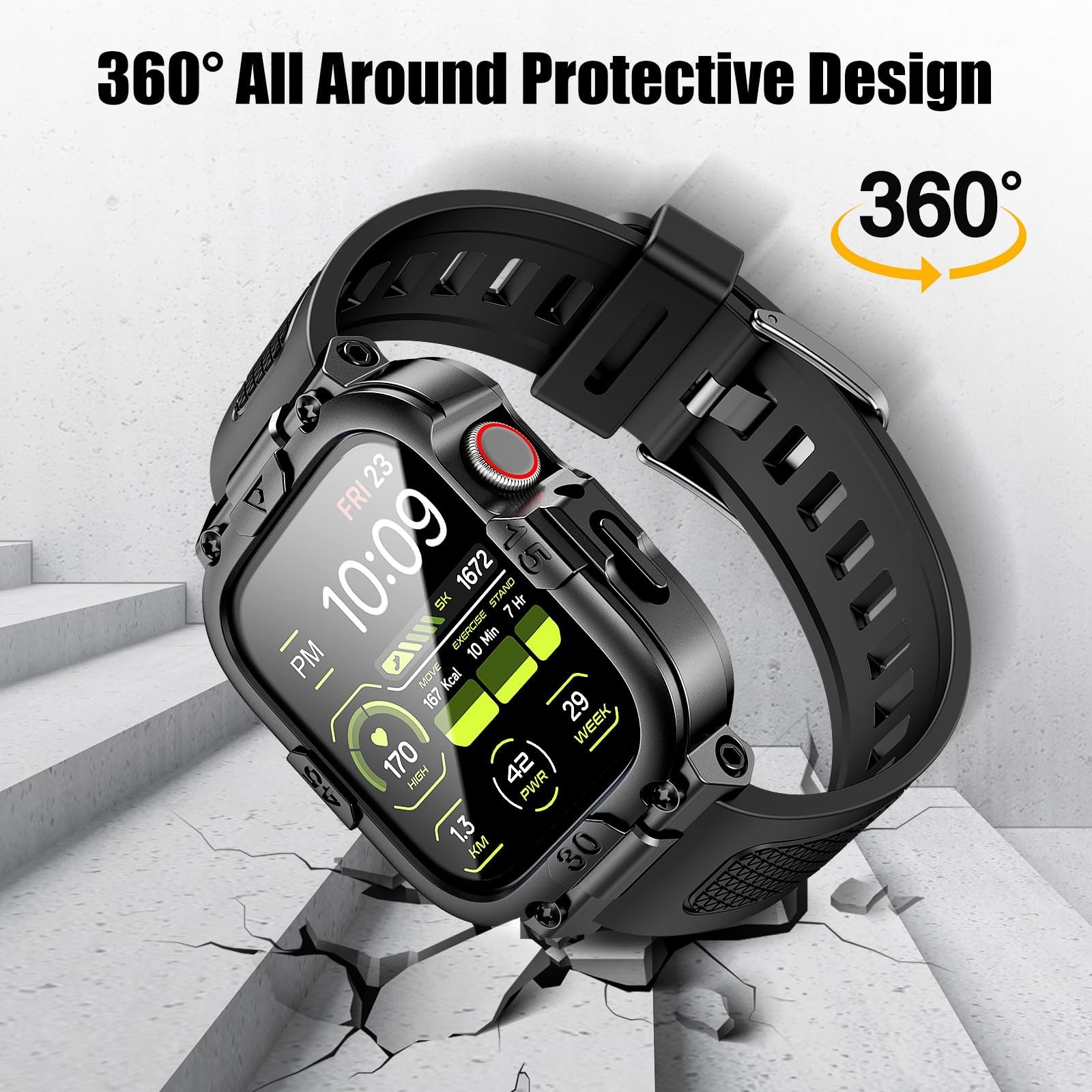Dsytom Waterproof Case with Band Compatible for Apple Watch Band 45… Fast Ship