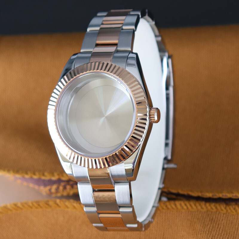 36mm 40mm Couple’s Watch Case Fluted Bezel Date Stainless Strap For NH35 NH36/38