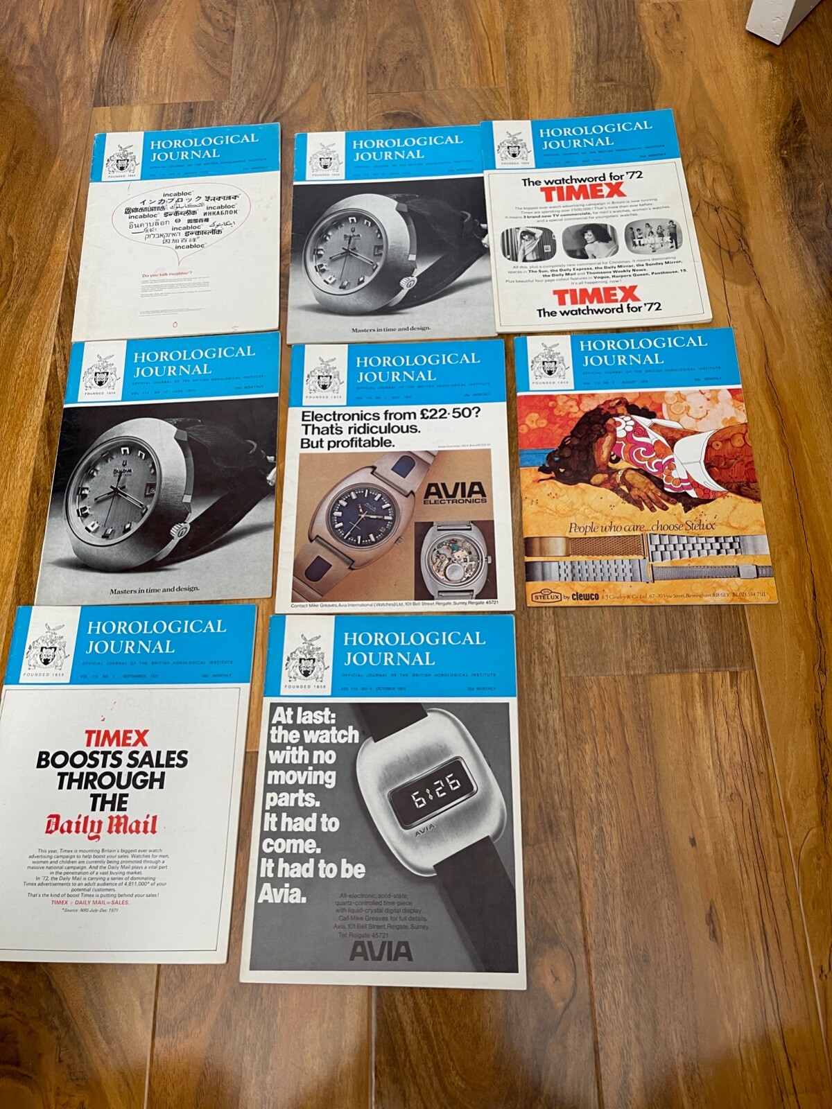 Job Lot Of 8 Vintage Horological Journals From 1972