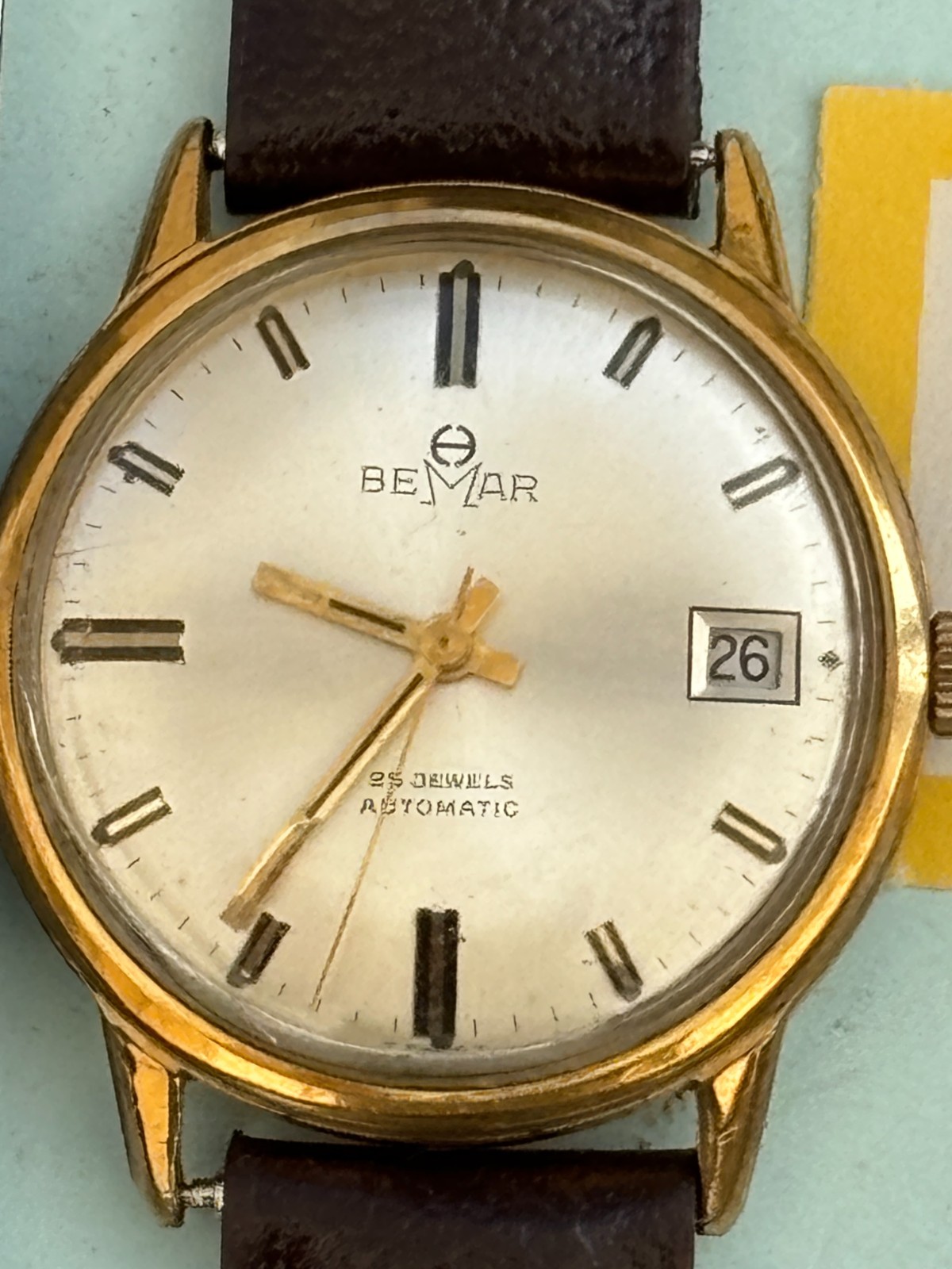 BeMar Eta 2782 automatic 25 jewel wristwatch ticks Sold as project READ