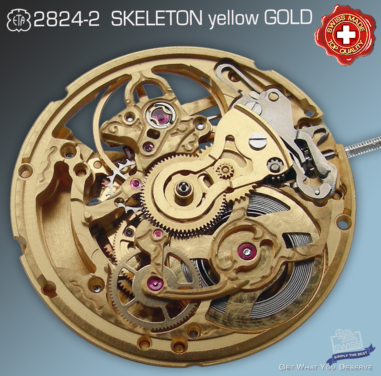 MOVEMENT ETA 2824-2 AUTOMATIC, SKELETON BEAUTY, YELLOW GOLD