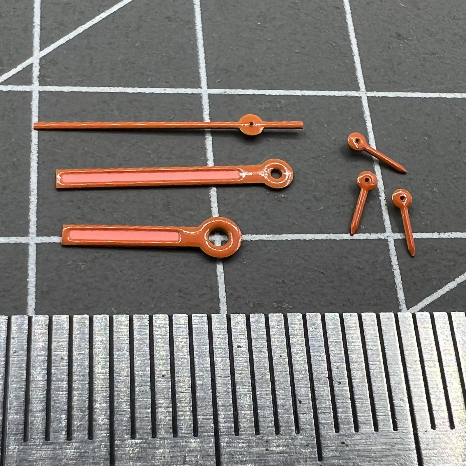 2 Sets 12.5mm Orange Trim Orange Painted Hands for Epson VD53 VD54 VD57 Movement