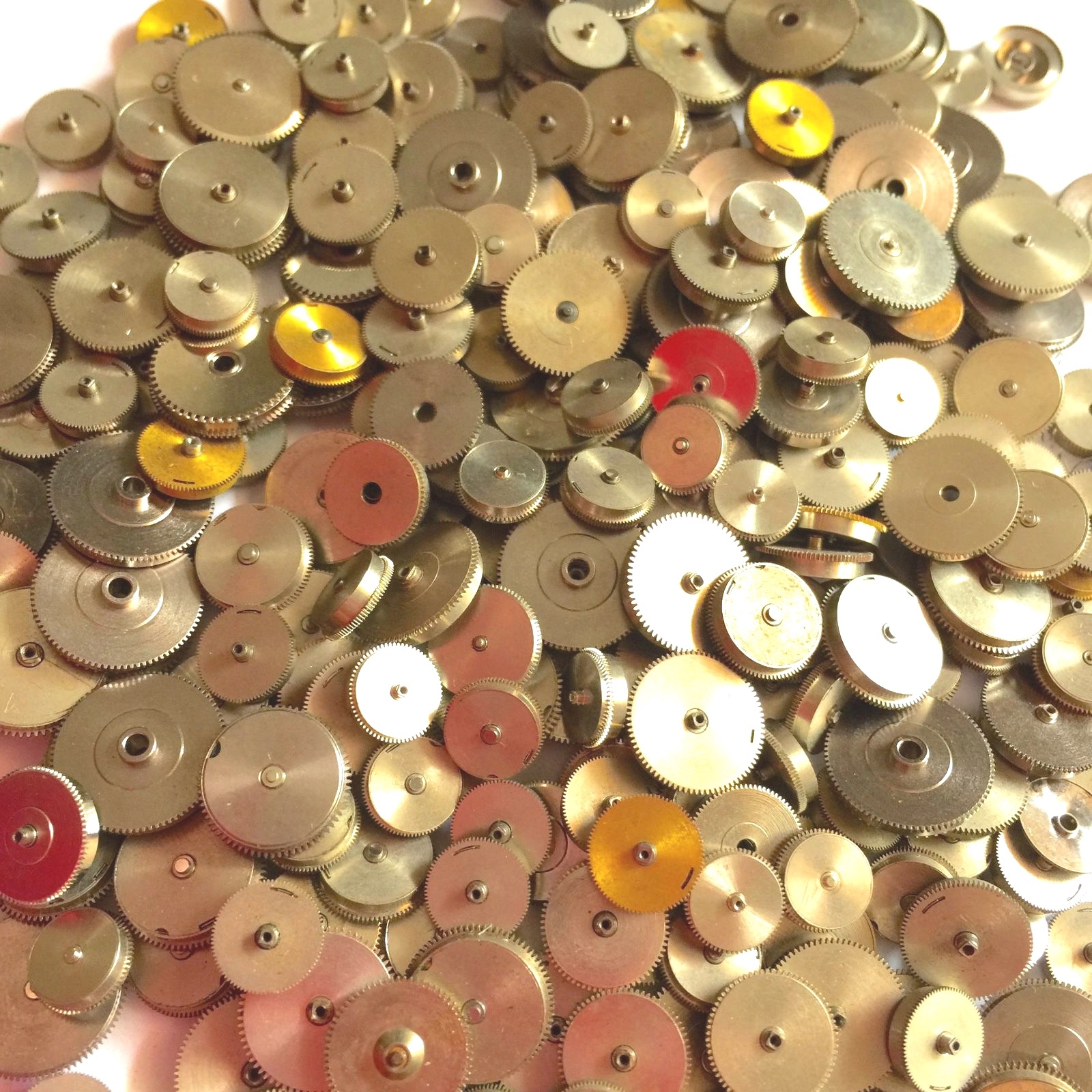 25 Watch Spring Barrels Steampunk Vtg Parts Gears Wheels Lot Repair Watchmaker