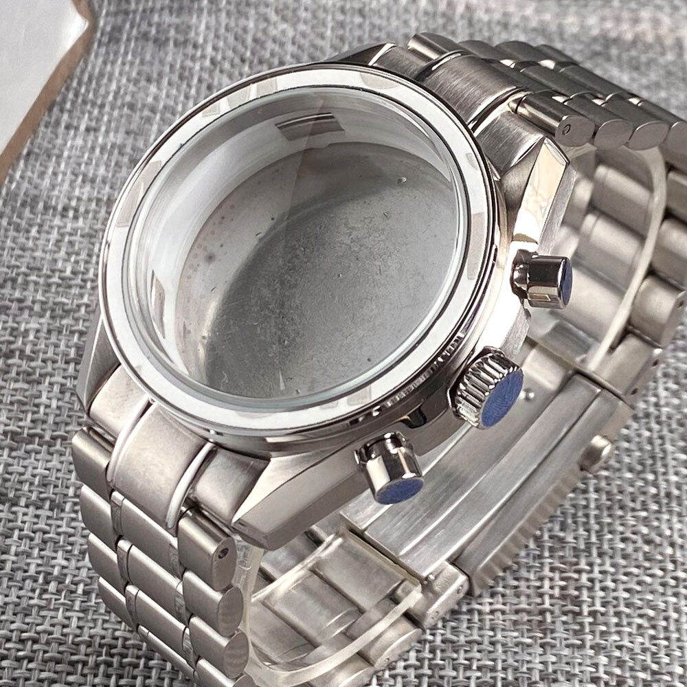 Sport 40mm Chronograph Multifunction Quartz Watch Case Dial Fit VK63 VK64 Movt