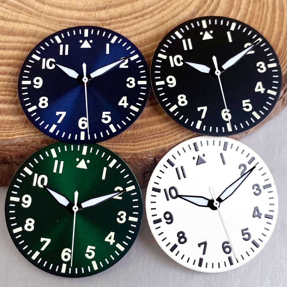 29mm/33.5mm/38mm Green Lume Sunburst Watch Dial Fit NH35 ETA 2824 Miyota 8215