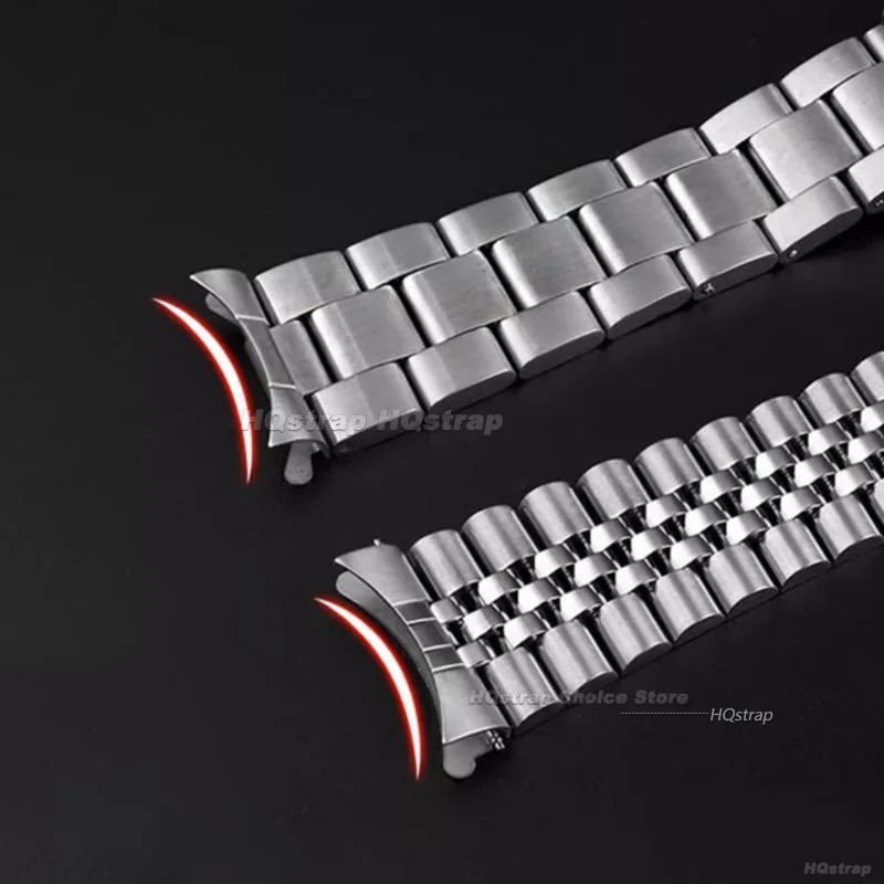 Strap for Seiko 18/20/22mm, Jubilee Style, Curved Stainless Steel End