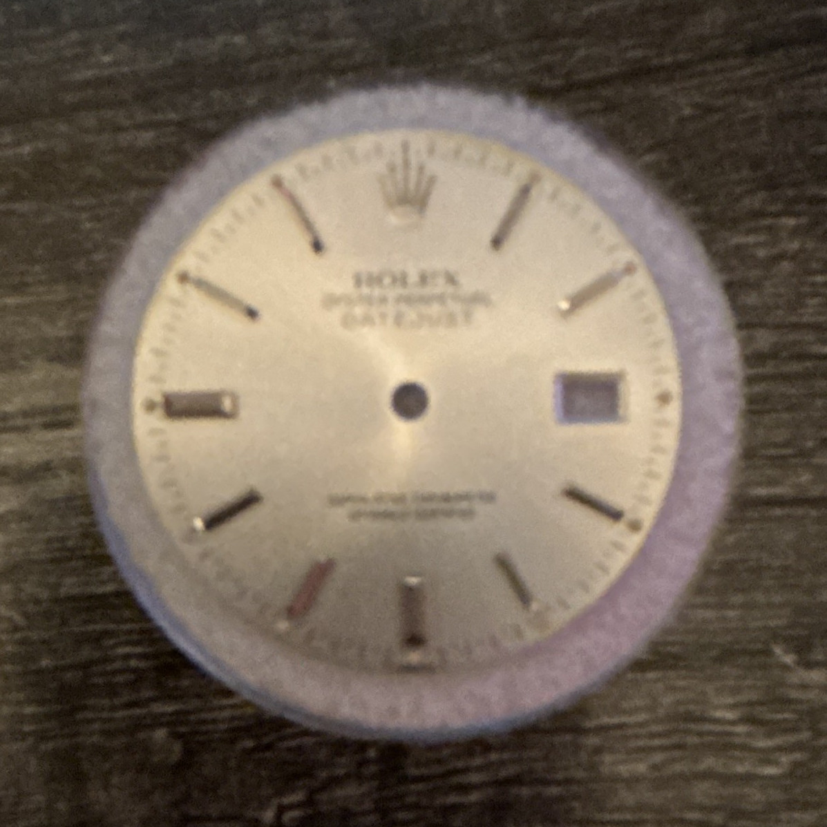 Rolex Datejust Silver Dial Face w/ Non-Numeric Hour Marks & Date Window