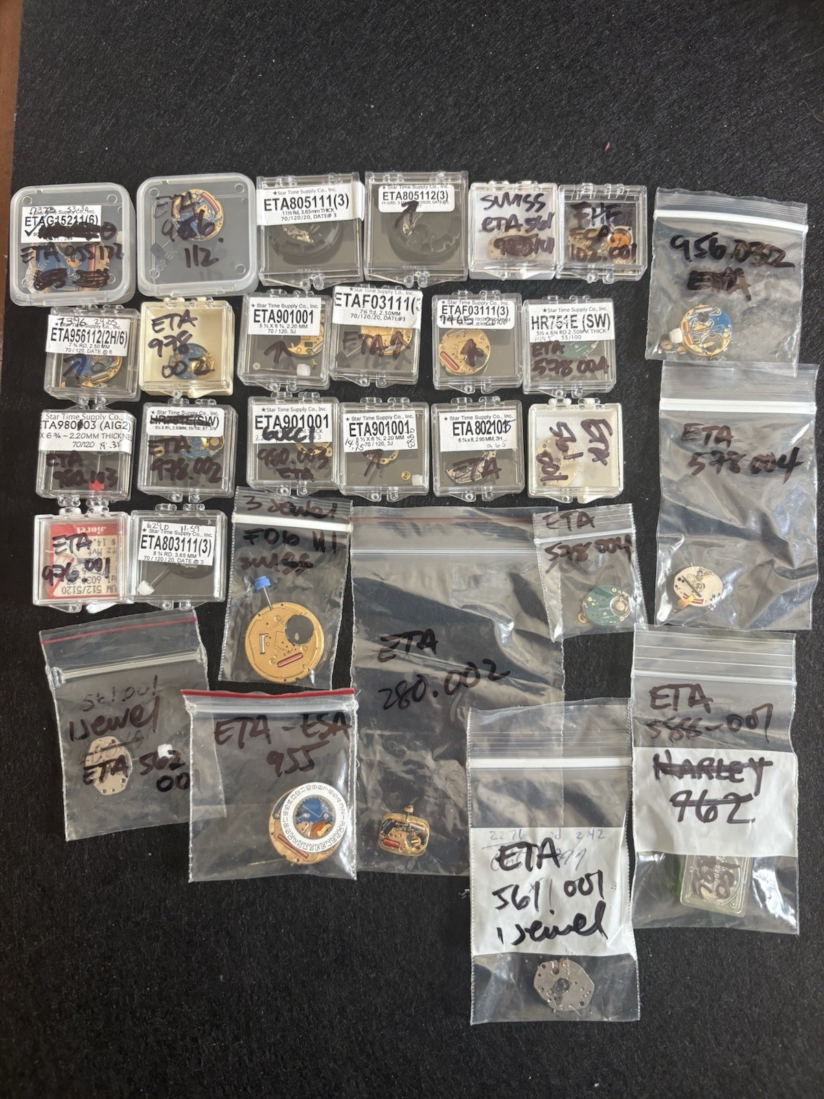 Bulk Lot 29 Vintage Swiss ETA Quartz Watch Movements Parts Repair Hobbyist Pack