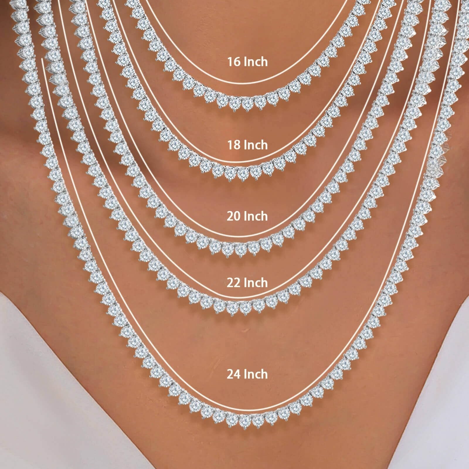 Gemsme 4mm Tennis Necklaces for Women – 3 Prong 18K White Gold Plated Round C…