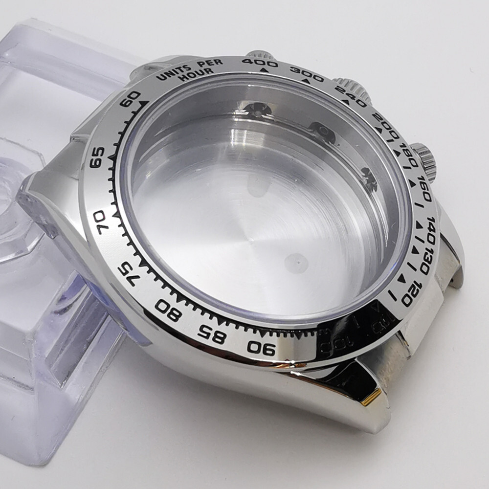40mm silver rose gold gold sapphire case fit VK63 VK64 movement Rubber strap