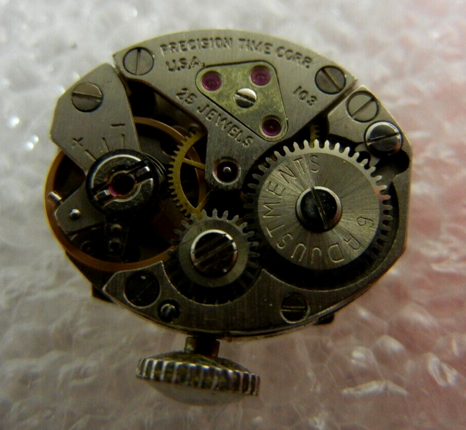 Vintage PRECISION TIME CORP. 25 Jewel Hilton Manual Ladies Watch Movement