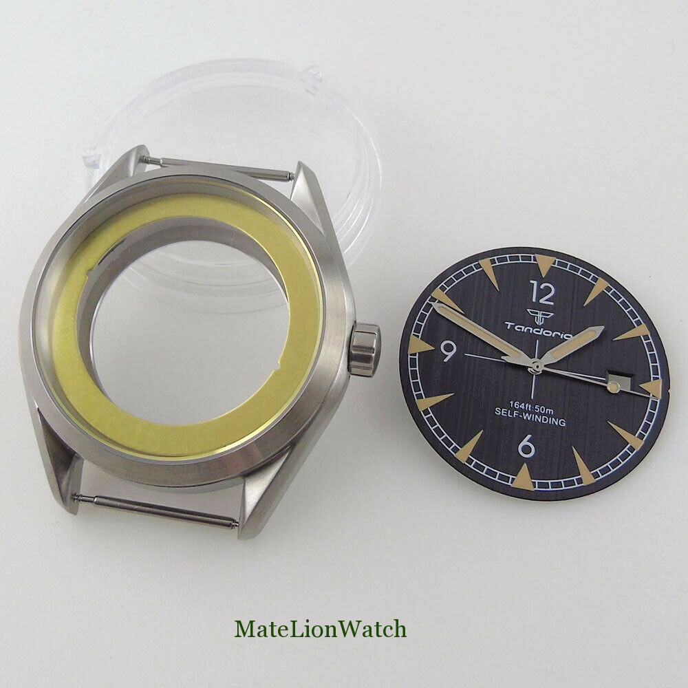 41mm Brushed Watch Case+Hands+Dial Fit For NH35 /NH35A Movement Sapphire Glass