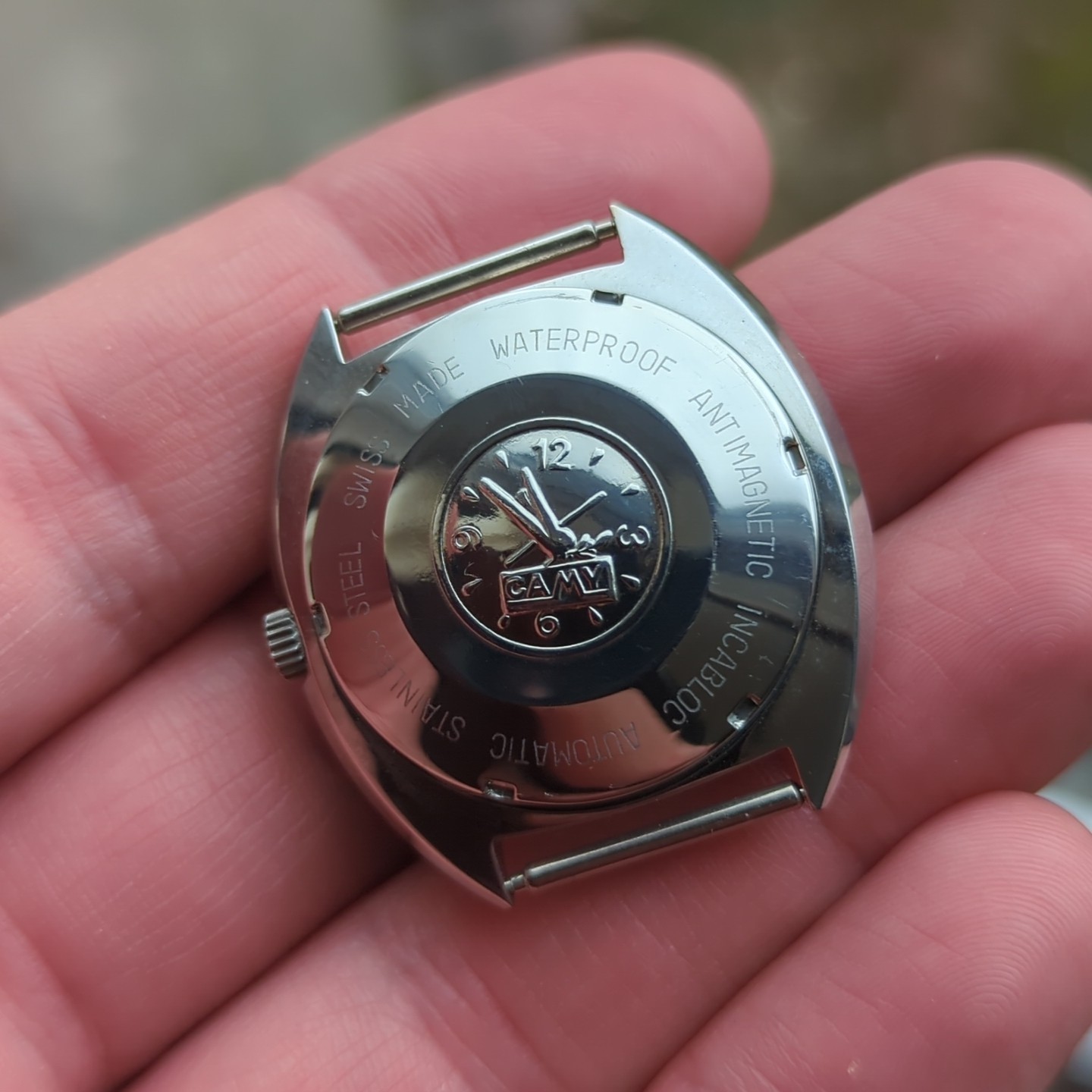 Vintage Camy Steel Swiss NOS Watch Case 36mm for 28.5mm Movement (J49)