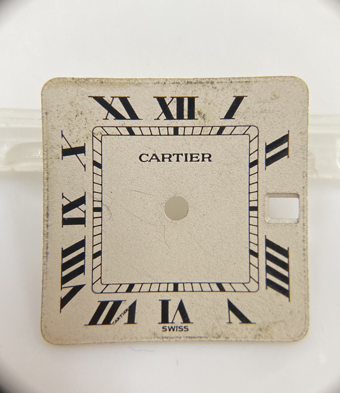 Original Cartier Santos Cream White Roman Numeral 18.6mm Date @3 Square Dial