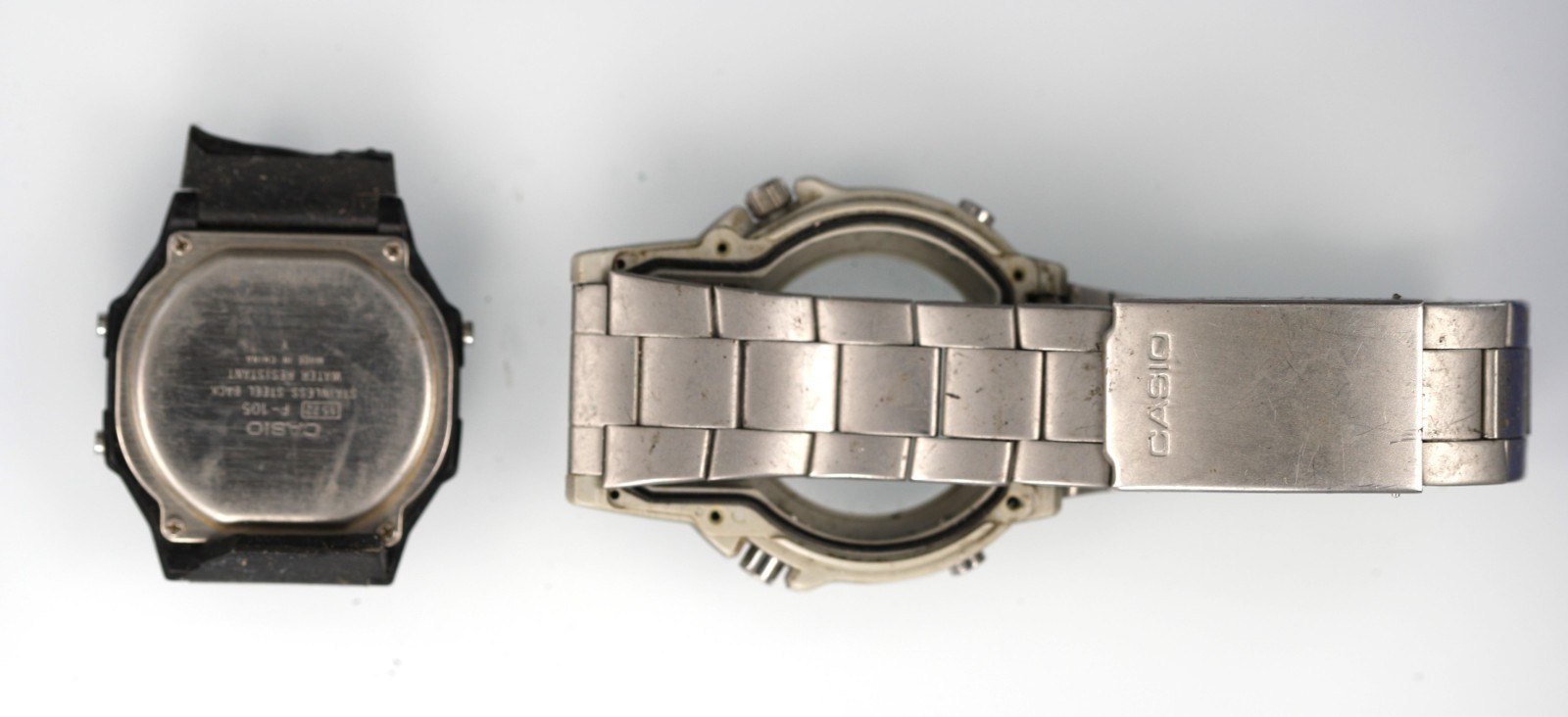 Casio Illuminator Watch Men Silver Stainless St Black Plastic NON-WORKING Parts