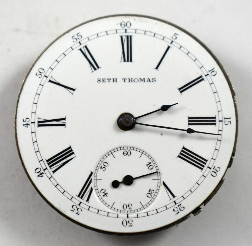 Vintage Seth Thomas Grade 35 6s 7J 2 Tone Hunting Pocket Watch Movement lot.qc