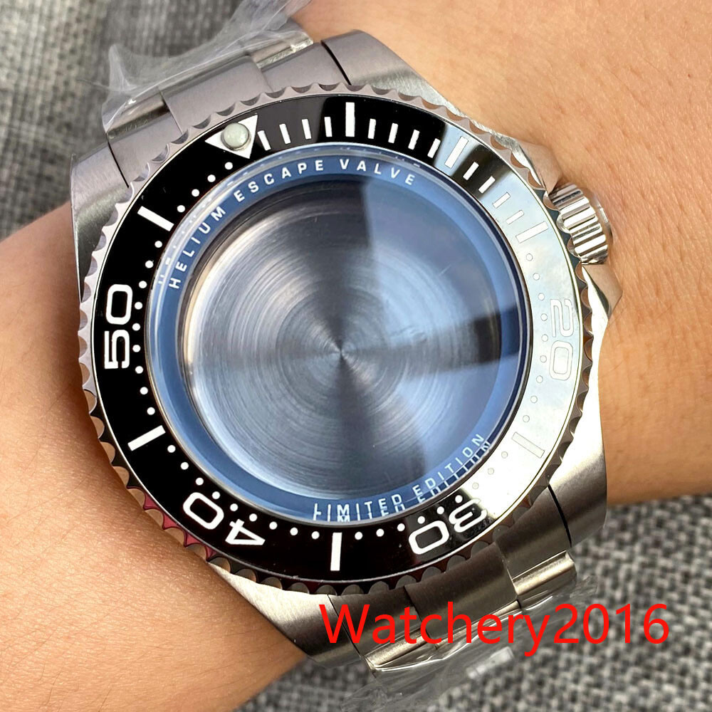 43MM Watch Part Blue Bezel Watch Case Letter Chapter ring Fit NH35 2824 Movement