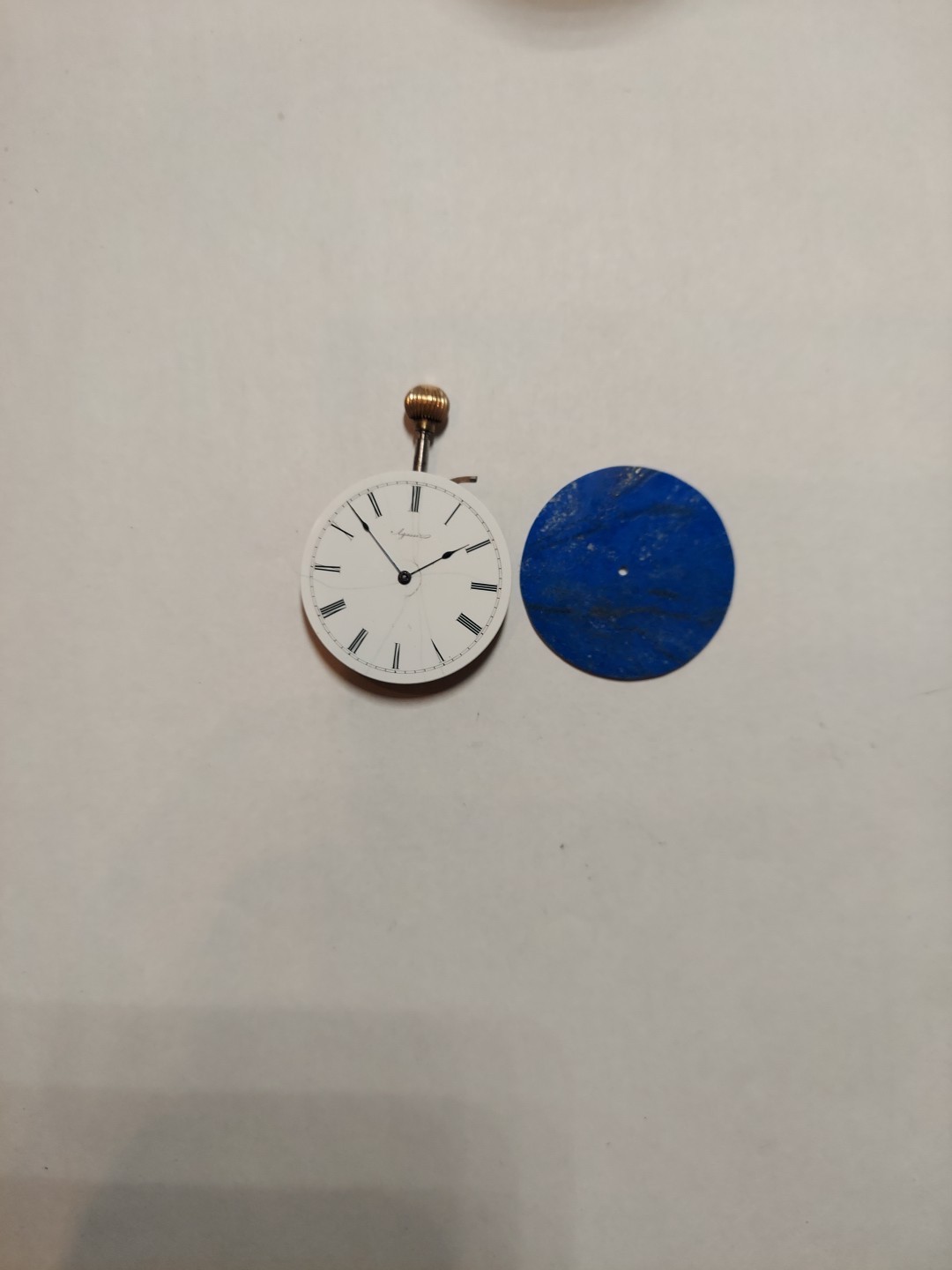 Agassiz Pocket Watch Movement Swiss Mens Full Jewels,dial Lapiz Lazuli