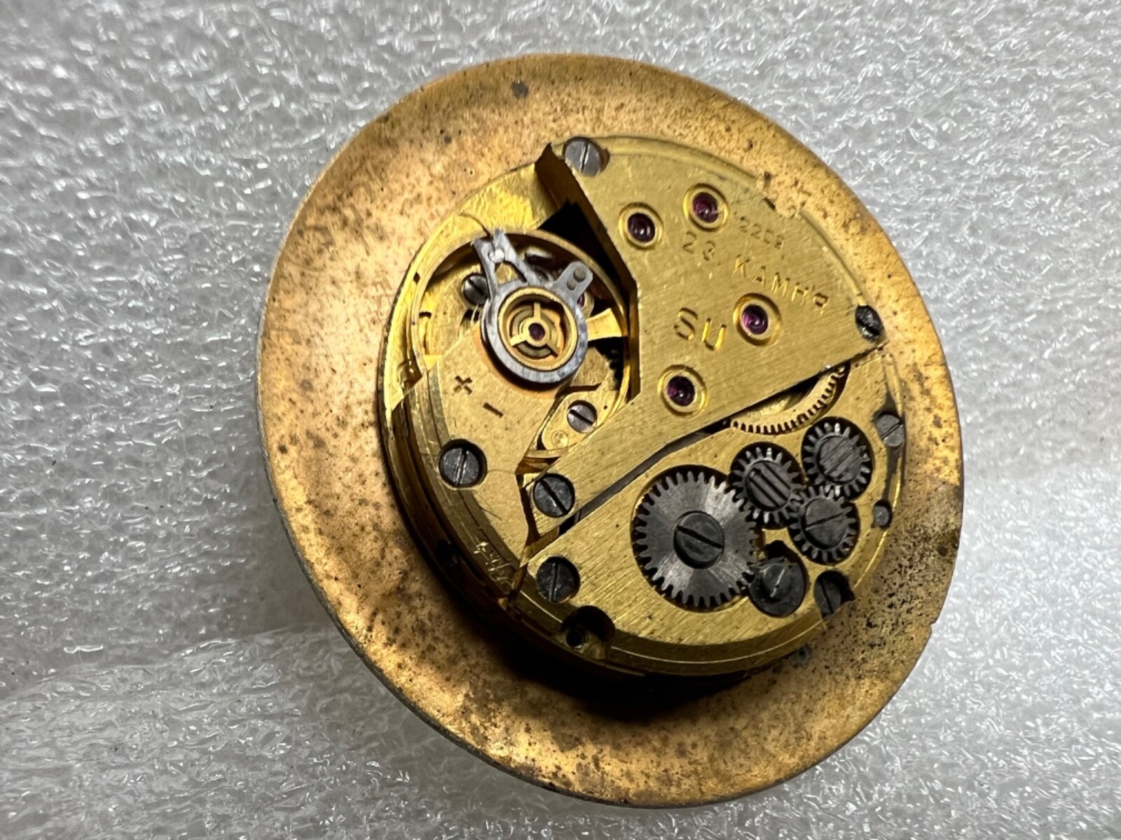 USSR LUCH movement 2209 caliber Gold Plated watch mechanism. FOR PARTS .