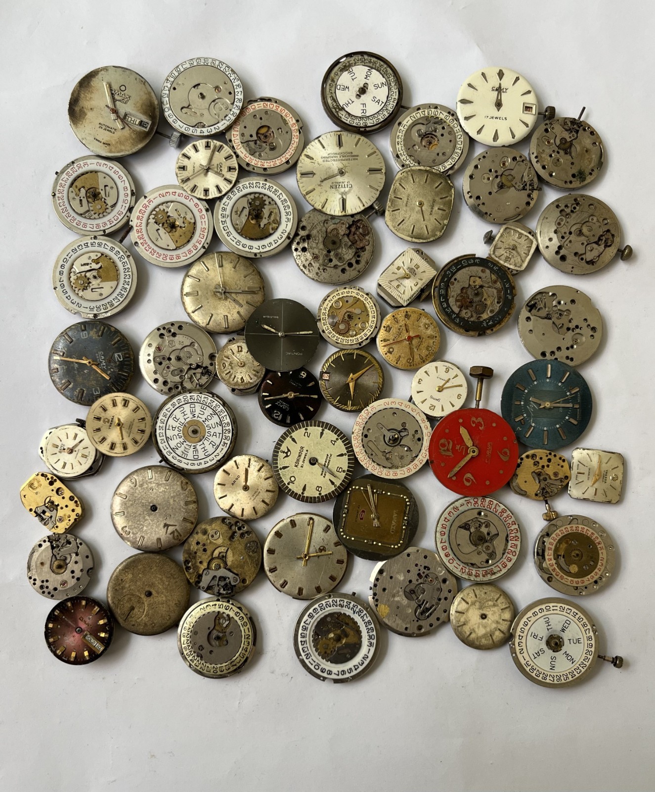 56x Swiss Watch Movements Lot AS FHF Ladies Gents Mixed Parts Repair Untested
