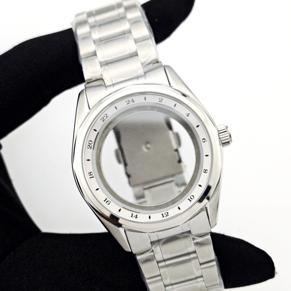 39mm GMT Style Case Two-Tone Bezel Steel Bracelet Fit Auto Mod