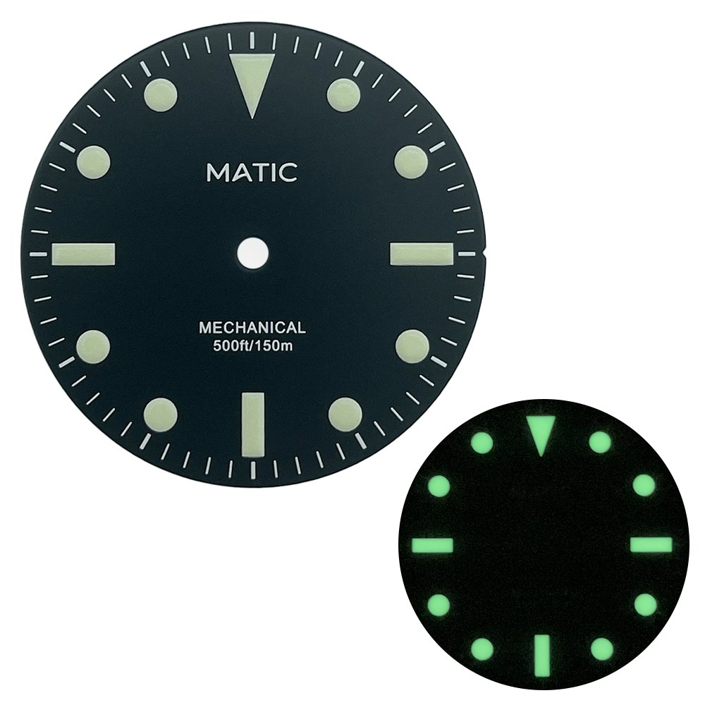 High Quality 28.5mm Black SUB Watch Dial No Date for NH38A NH35A with C3 Lume