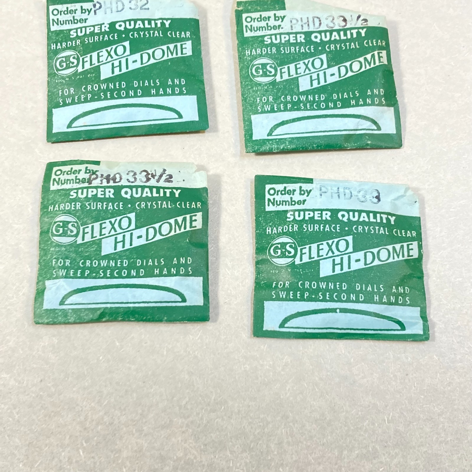 Vintage G.S. Flexo Hi-Dome Plastic Crystal 6 Pc Watch Repair USA
