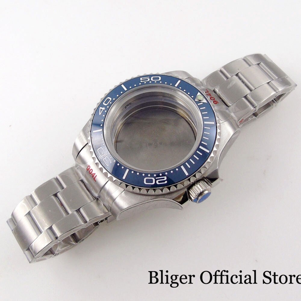 BLIGER fit NH35A NH36A SEA 43mm Watch Case Navy Blue Insert ETA2824 PT5000