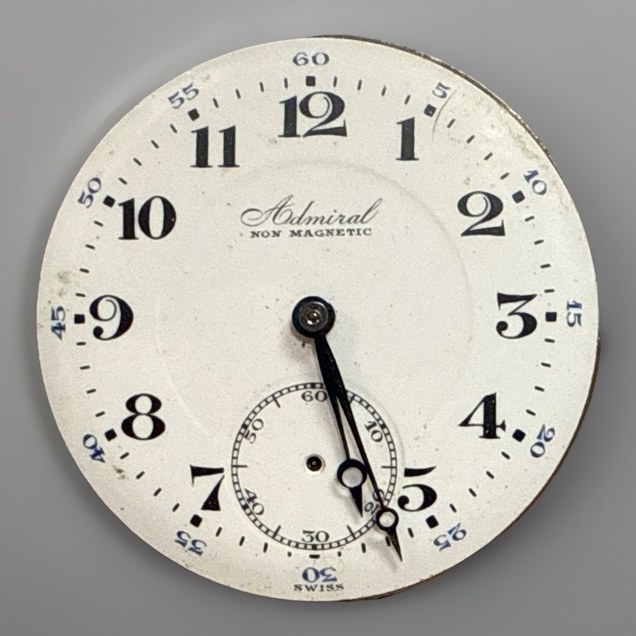 Admiral Non-Magnetic Swiss Pocket Watch Movement Dial 7J Cal 1204 ⌚️ Tacy Watch
