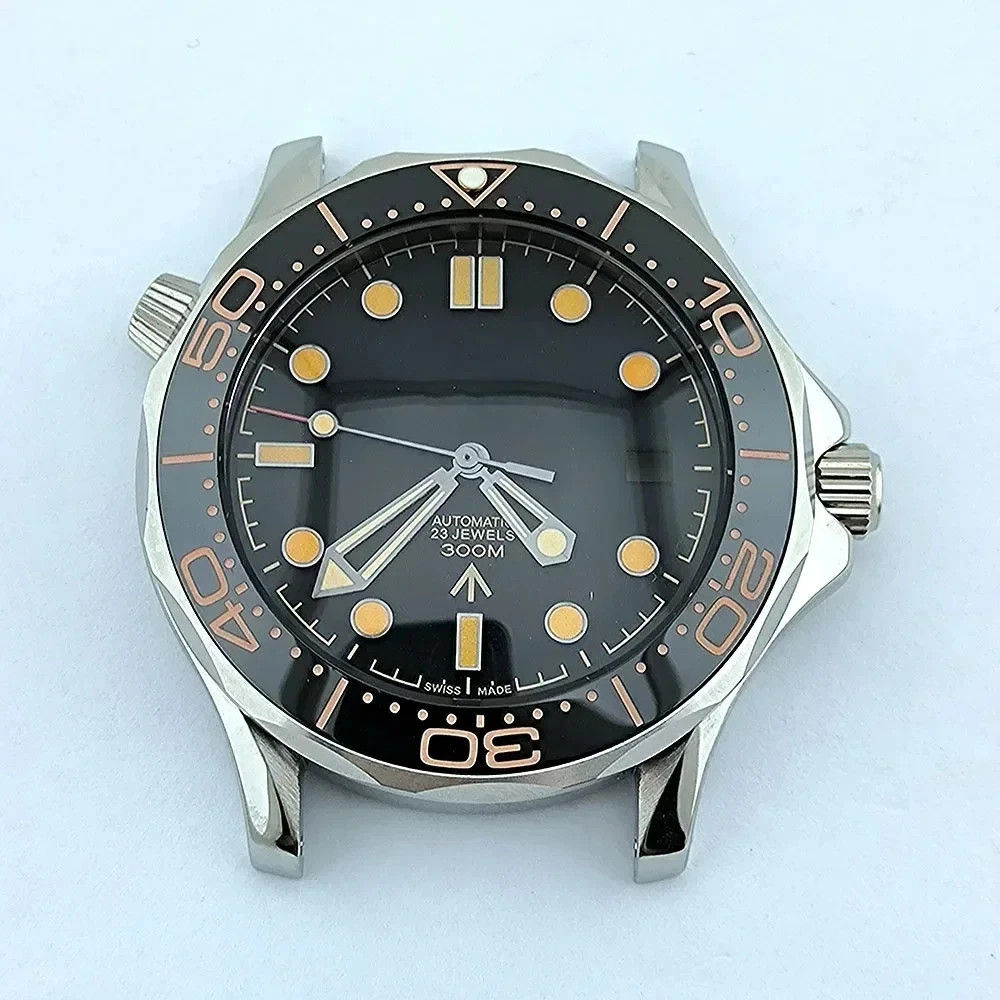 NH35 Case Dial Hands for Seamaster 300 NH36 Movement 41mm Waterproof Silver