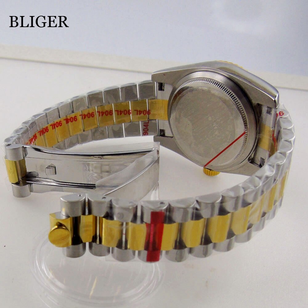36MM/39MM Rose Gold Watch Case Fluted Bezel fit NH35 PT5000 President Bracelet
