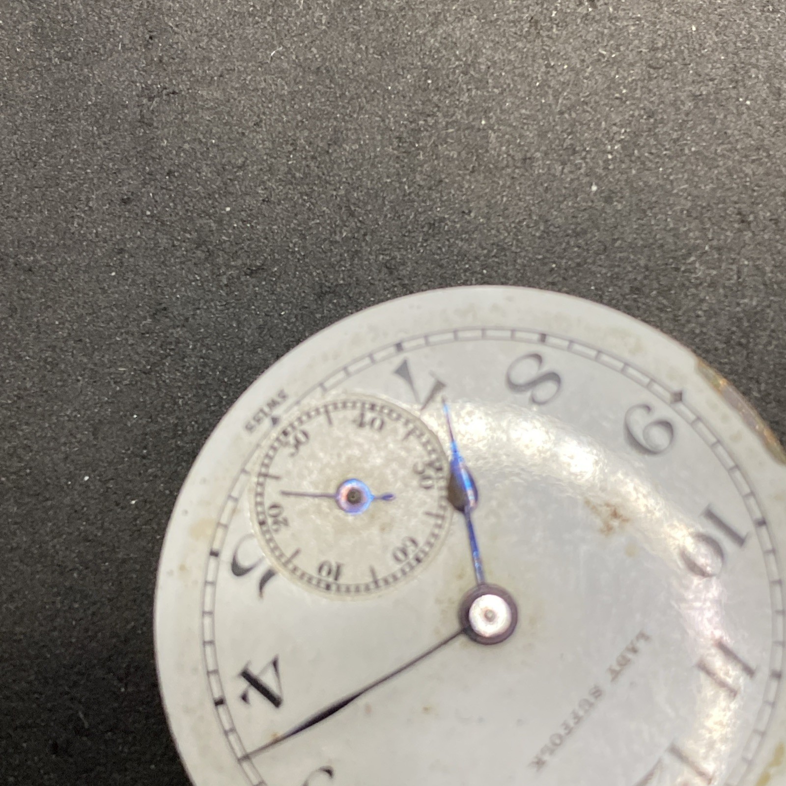 Lady Suffolk Pocket Watch Movement Size 0s Meroz Openface 7j Parts F8582