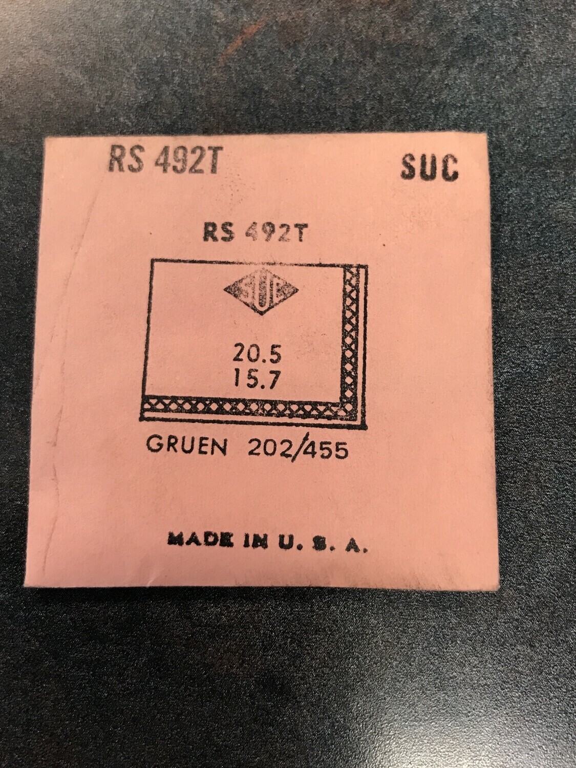 SUC Rocket Crystal RS 492T for GRUEN 202 / 455 – 20.5 x 15.7mm – New