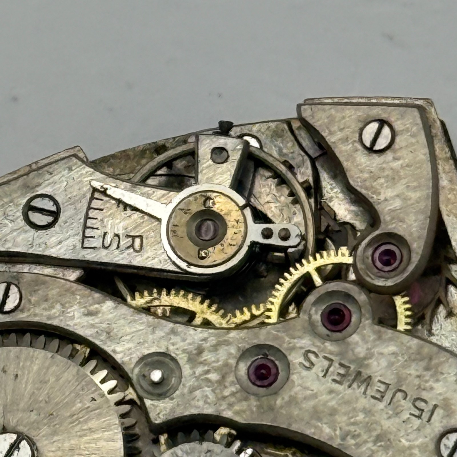 Tank Watch Movement Unidentified 15 Jewels Swiss Vintage Parts Repair 19.9mm