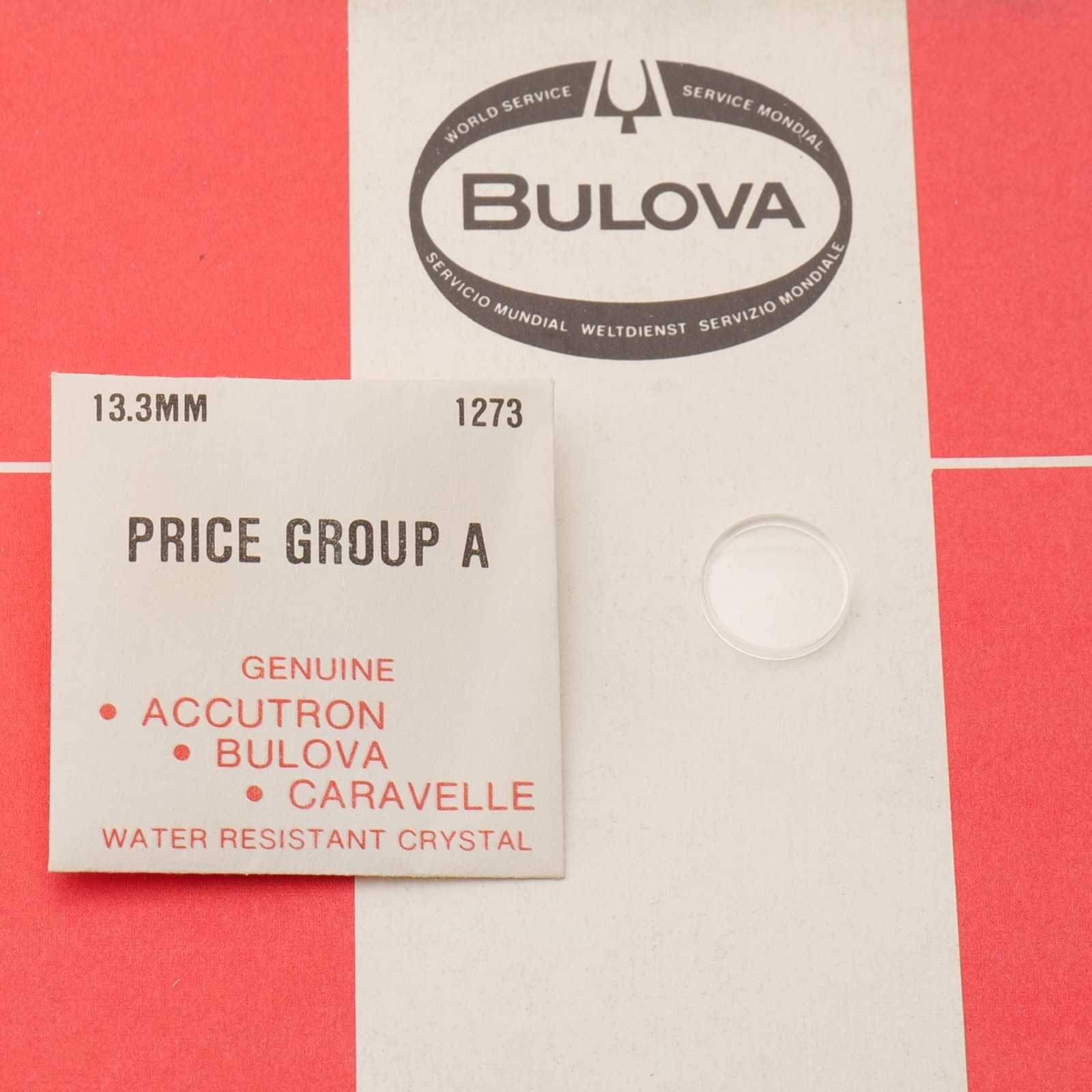 Original Genuine Bulova 1273 Crystal 13.3mm Watch Part New Old Stock (C1D18)