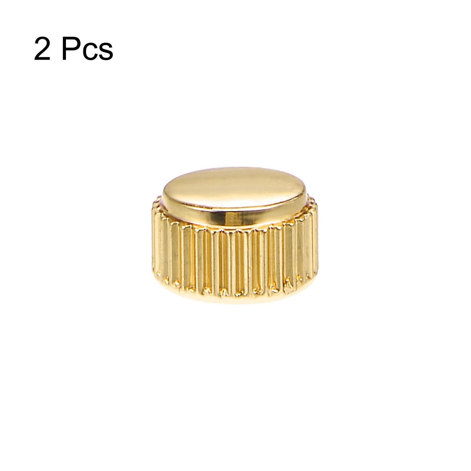 2Pcs 3.5mm Watch Crown Parts SUS304 Flat Short Stem 2mm ID Gold Tone