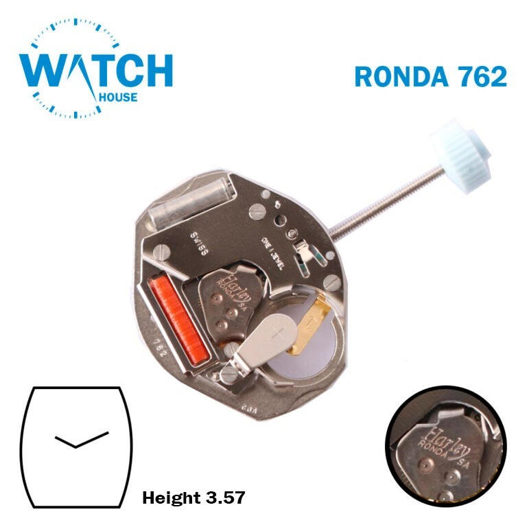 Ronda 762 Swiss Movement-2 Hands-Without Disk-Silver-Total Height:3.57mm.