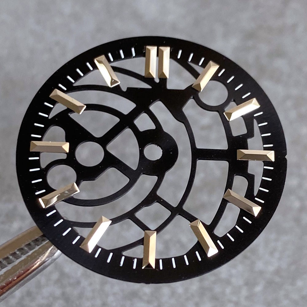 Black Gray 29mm Watch Dial for NH70 NH72 NH71 NH35 NH38 Skeleton Hollow Dial