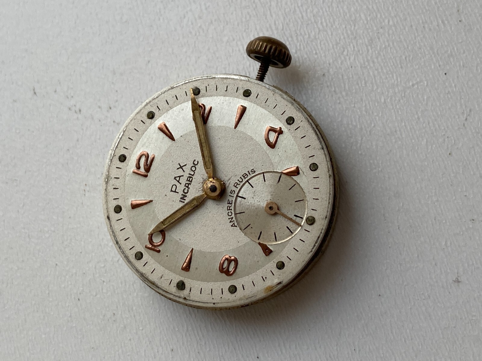 VINATGE WATCH PARTS MOVEMENT PAX CAL FE 233-60 FRANCE ANCRE 15 RUBIS WORKS