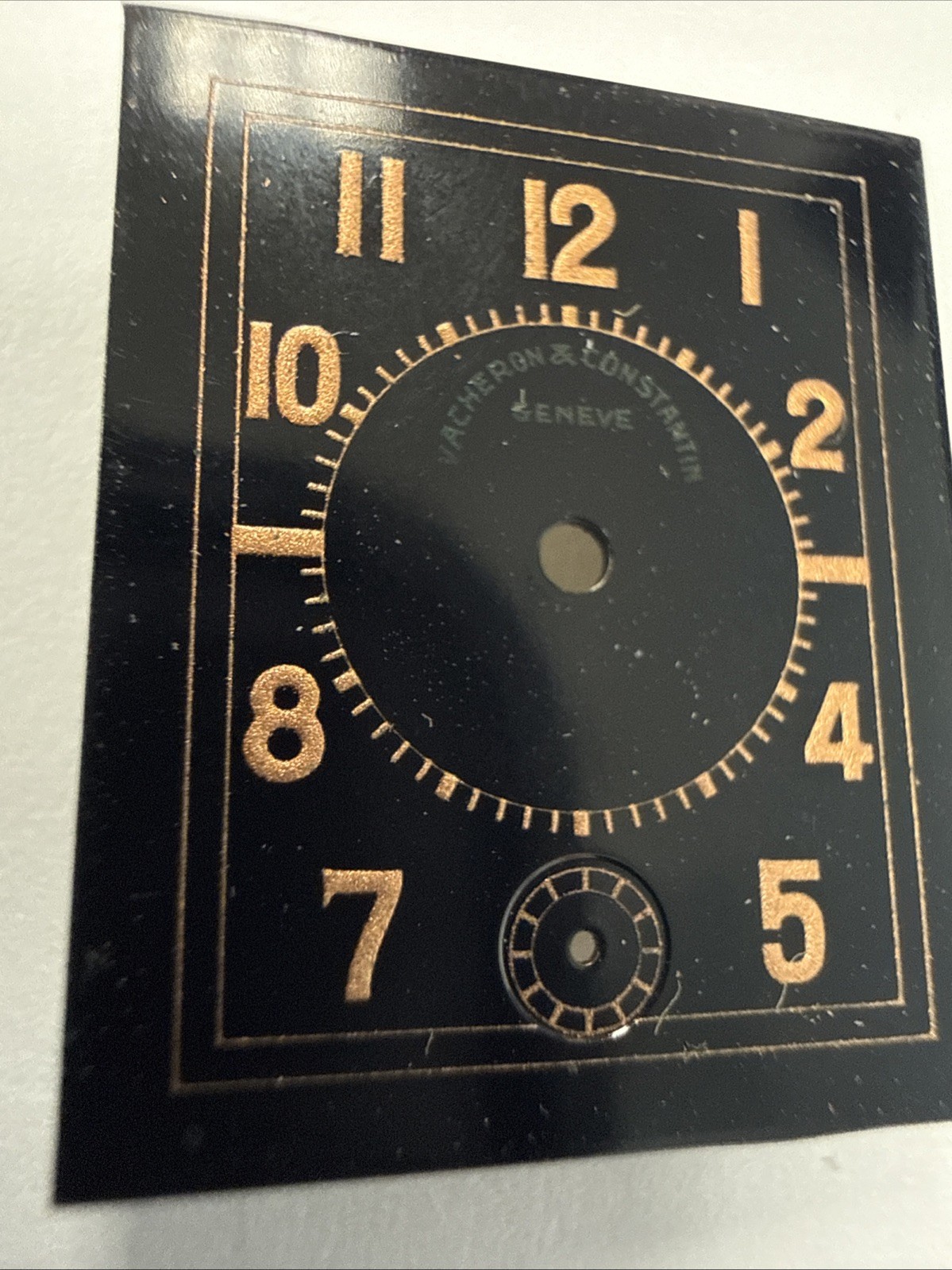 Vacheron Constantin Vintage Early Curved Signature 18.8 x 22.9mm Rare Black Dial