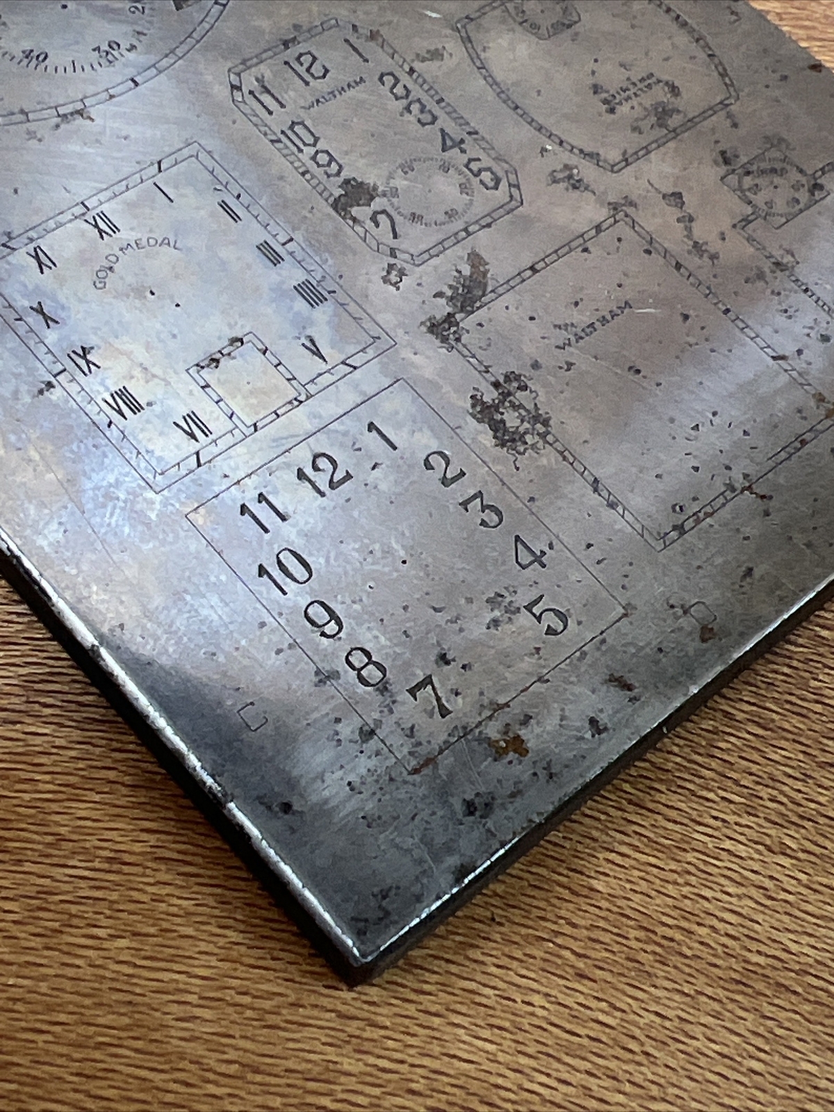 Vintage Multi Dial Printing Plate Illinois Waltham Elgin T254