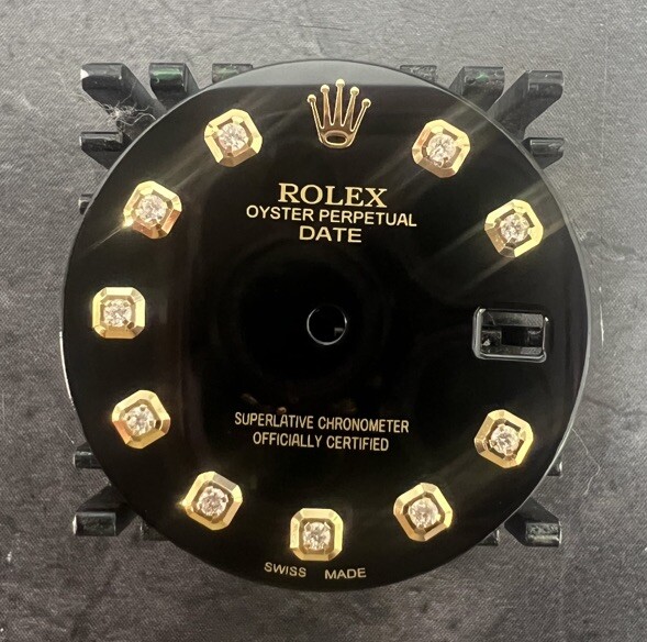Rolex 34mm Date Watch Custom Black Diamond Dial For NonQuick Models 1500 1503