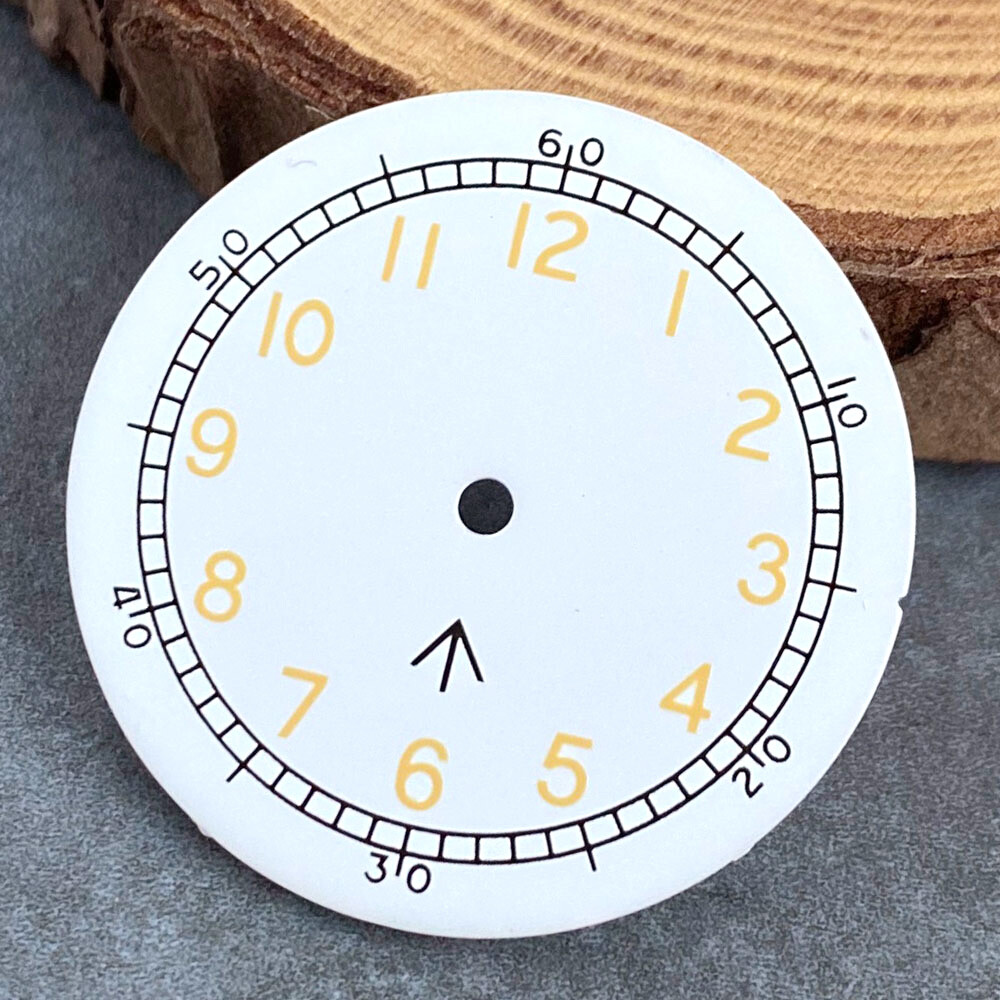 Black White Watch Dial 29mm Lume Mark Yellow Hand Fit NH35 NH36 NH38 Dive Watch