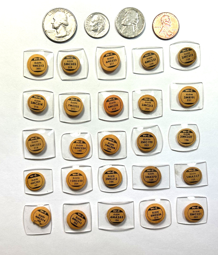 25 ELGIN MENS GLASS WATCH CRYSTALS LOT G