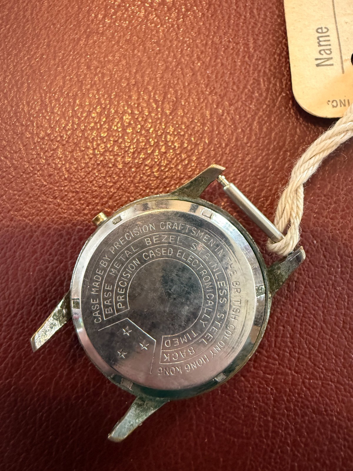 RARE VTG 1950’s Delaware 17 Jewel Silver Watch Movement & British Hong Kong Case