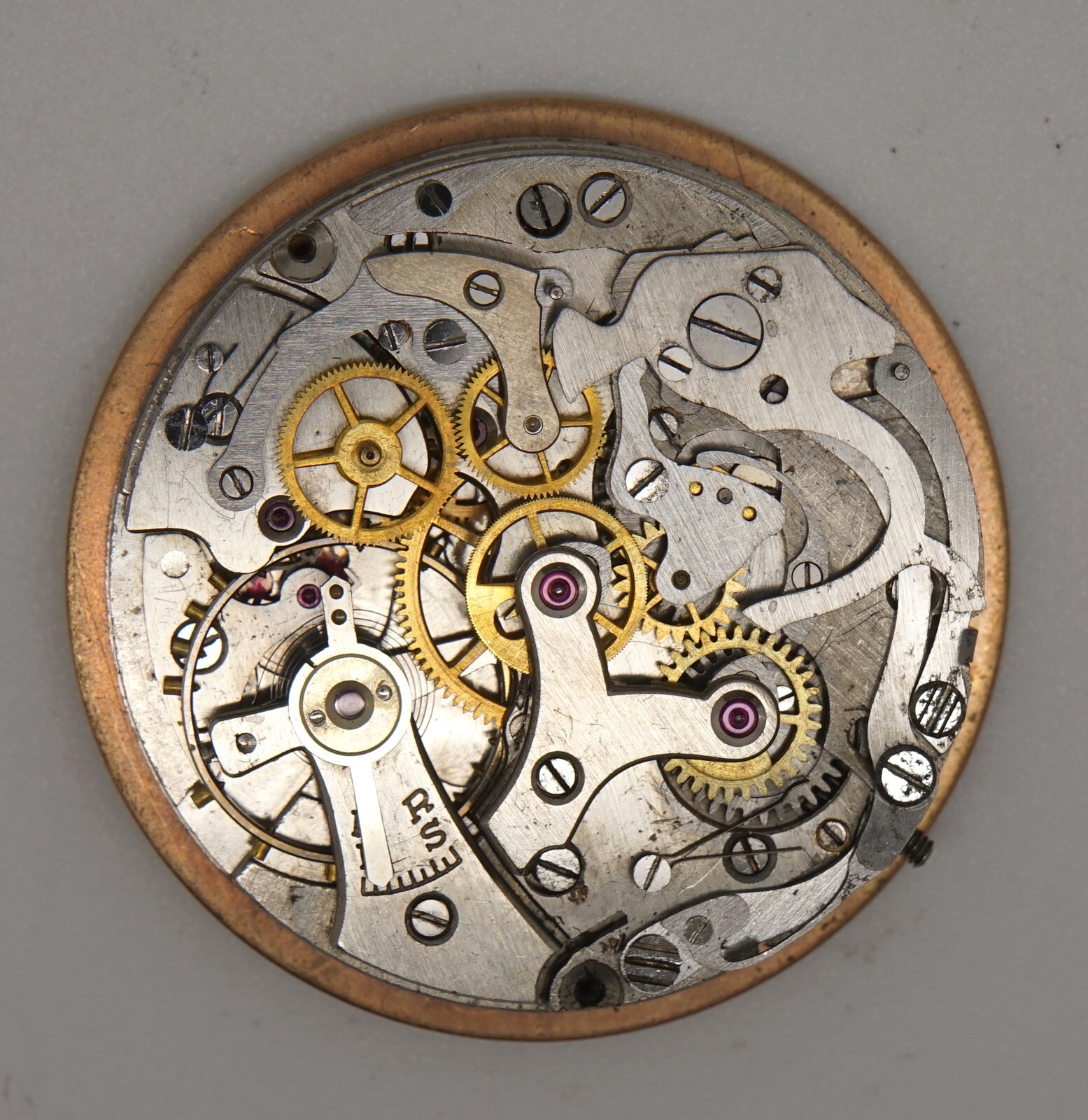 VALJOUX 7730 CHRONOGRAPH MOVEMENT BREITLING SPARES 33.9MM DIAL SIGNED JOLUS W33