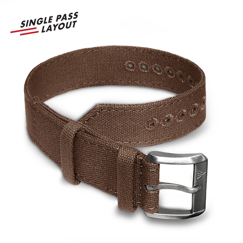20mm Vintage Military Brown Canvas Watch Strap WWII A-11 A11 Hack