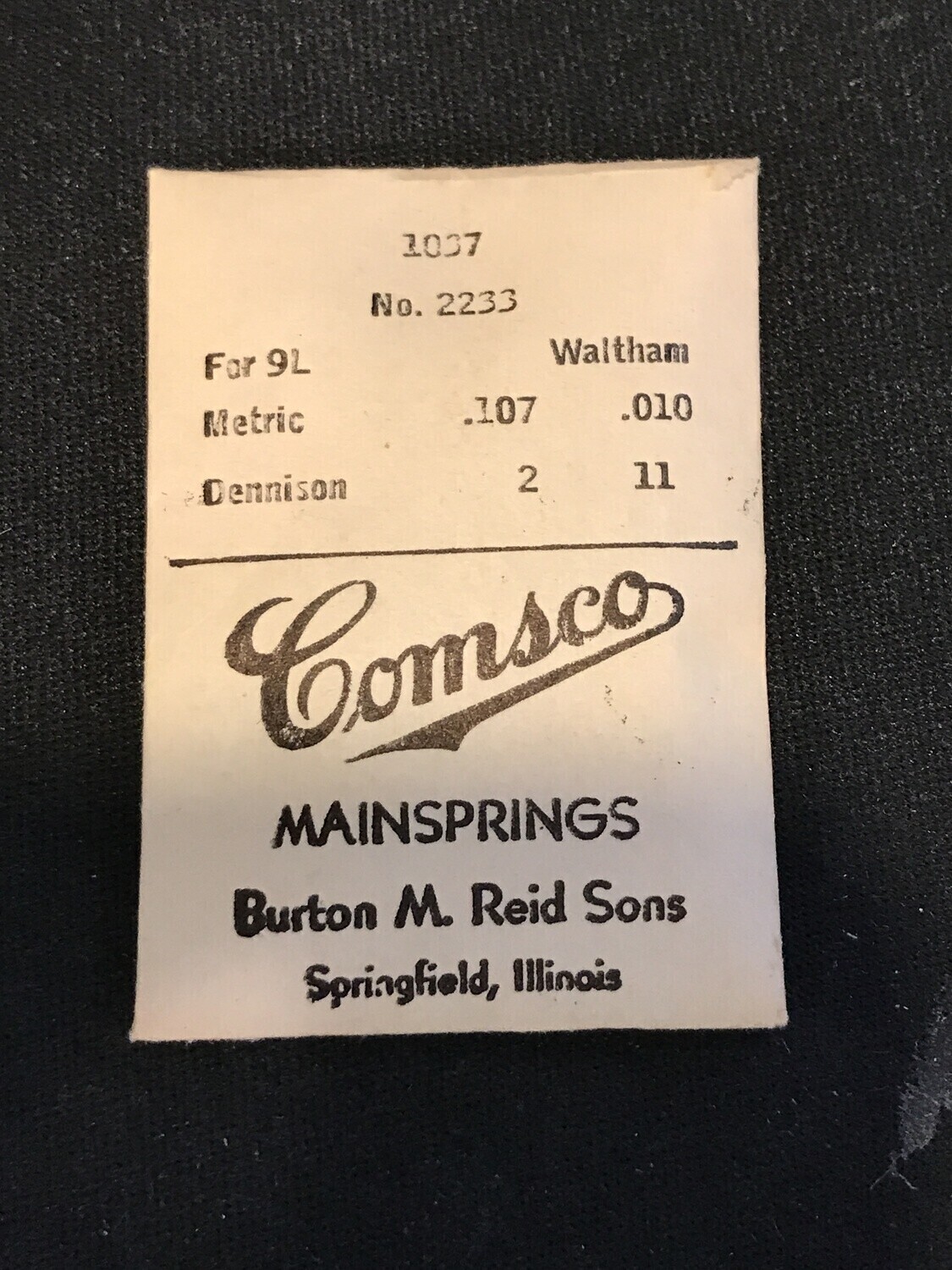 Comsco Mainspring #1067 for Waltham 9 ligne No. 2233 – Steel