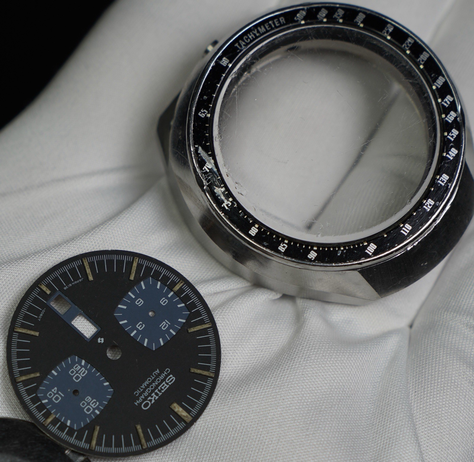 Authentic Seiko 6138-0040 Bullhead Chronograph Case Set Original Dial &Caseback