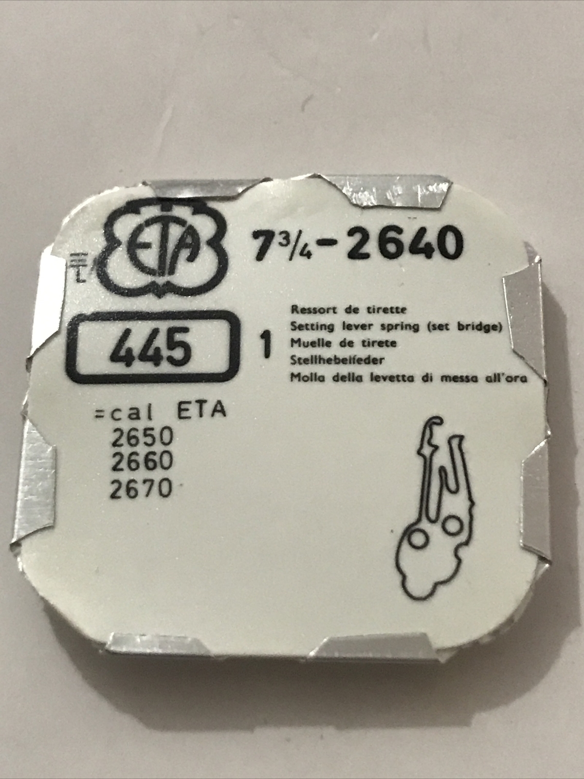 ETA 2640 2650 2660 2670 and more Setting Lever Bolt Spring #445 NEW OLD STK
